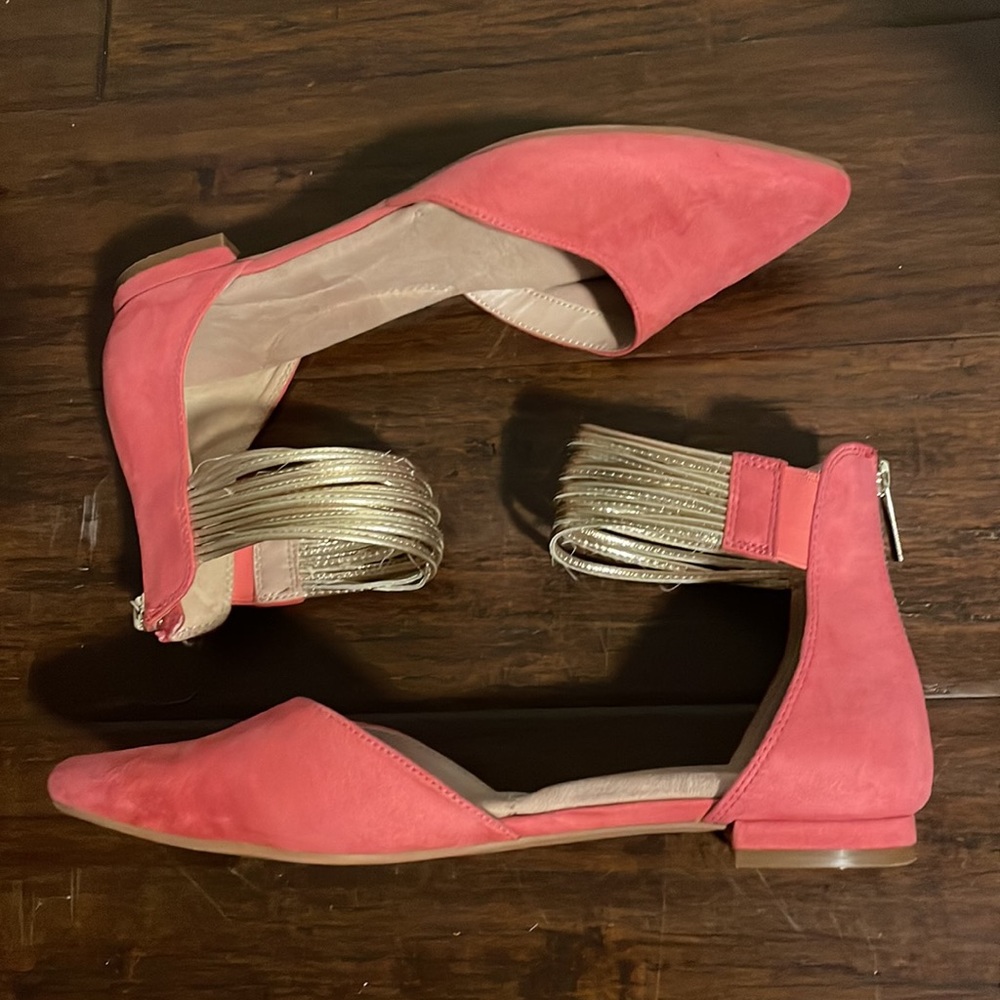Aerosoles Pink Suede/Gold Strap Flats 8.5